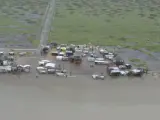 Imagen aérea de una zona rural anegada en Port O'Connor, Texas (EE UU), tras las lluvias producidas por la tormenta tropical 'Harvey'.