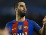 Arda Turan durante un Barça - Borussia Mönchengladbach de Champions.