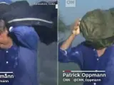 Patrick Oppman, corresponsal de CNN en Cuba, sufriendo los efectos del huracán Irma.