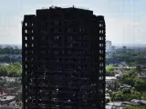 La Torre Grenfell (Londres), después del incendio.