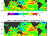 El satélite Jason-3 capta la evolución menguante de El Niño