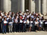 Concentración de Unidos Podemos en el Congreso de los Diputados.