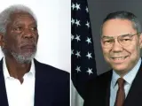 El actor estadounidense Morgan Freeman (izq.), y el exsecretario de Estado de EE UU Colin Powell.