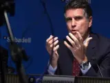 El consejero delegado de Banco Sabadell, Jaime Guardiola, durante la rueda de prensa ofrecida para presentar los resultados del tercer trimestre de 2017 de la entidad.
