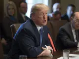 El presidente estadounidense, Donald J. Trump en una reunión con su gabinete en la Casa Blanca.