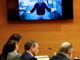 El cabecilla de la trama Gürtel Francisco Correa ( en la imagen) comparece desde la cárcel por el sistema de videoconferencia.