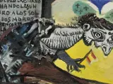 La obra de Picasso 'Figura (de femme inspirée par la guerra d'Espagne)' (1937), en la que el pintor escribió "Retrato de la marquesa de culo cristiano echándole un duro a los soldados moros defensores de la virgen", subastada en Nueva York por la casa Christie's.