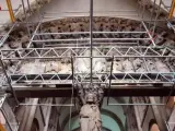 El Pórtico de la Gloria de la Catedral de Santiago durante unos trabajos de restauración.