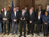 Puigdemont y su Govern destituido en el Palau de la Generalitat.