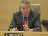 El presidente de RTVE, José Antonio Sánchez, comparecen en el Senado, en una imagen de archivo.