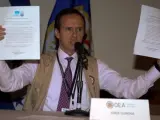El jefe de la Misión de Observación Electoral de la Organización de los Estados Americanos para las elecciones generales de Honduras, el expresidente de Bolivia Jorge Quiroga, durante una conferencia de prensa en Tegucigalpa.
