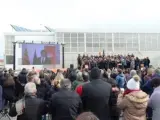 Puigdemont se dirige al público en videoconferencia.