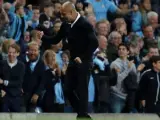 Pep Guardiola celebra un gol del Manchester City