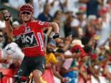 Chris Froome celebra su victoria en la novena etapa de la Vuelta a España.