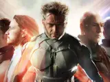 Imagen promocional de 'X-Men: Días del Futuro Pasado', con Lobezno (centro) y las versiones juveniles y maduras de Charles Xavier y Magneto.