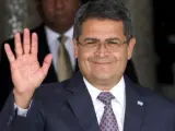 El presidente de Honduras, Juan Orlando Hernández, durante una visita a Panamá el 18 de octubre de 2017.