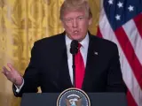El presidente de Estados Unidos, Donald Trump, durante una rueda de prensa en la Casa Blanca.