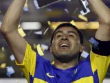 Riquelme celebra un título con Boca.