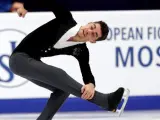 Javier Fernández durante el Campeonato de Europa de patinaje de Moscú.