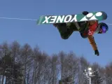 Queralt Castellet, durante la final de la prueba de 'halfpipe' de snowboard, en los Juegos Olímpicos de Pyeongchang.