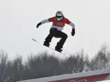 Regino Hernández, en su actuación en el snowboarder cross.