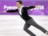El patinador español Javier Fernández, durante el ejercicio en los Juegos Olímpicos.