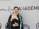 La actriz Isabella Rossellini con su perro.