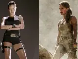 Angelina Jolie y Alicia Vikander, como Lara Croft en sus respectivas versiones de Tomb Raider.