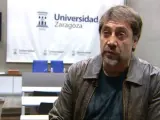 El actor espa&ntilde;ol Javier Bardem participa en un coloquio en la Universidad de Zaragoza.