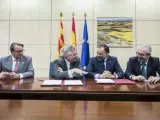 Jorge Díez, Joaquín Olona, Fernando de Yarza y José Andrés Nalda, este lunes, tras la firma del acuerdo de patrocinio.