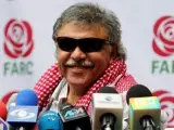 El exguerrillero y dirigente del partido Fuerza Alternativa Revolucionaria del Común (FARC) Jesús Santrich, durante una rueda de prensa en Bogotá (Colombia), el 9 de octubre de 2017.