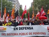 Manifestación en Barcelona en defensa del sistema de pensiones.