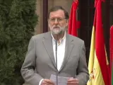 El presidente del Gobierno, Mariano Rajoy, en la lectura de un comunicado sobre el ataque de EE UU a Siria.