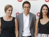Tania Sánchez, Íñigo Errejón y Rita Maestre en una presentación de Telemadrid en septiembre de 2017.
