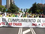 Manifestación de taxistas contra las VTC en Madrid.