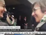 Carmen Martínez Castro, a la llegada de Rajoy a Alicante.