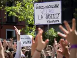Concentración feminista contra el fallo judicial de La Manada en la Puerta del Sol de Madrid.