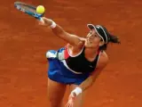 La tenista Garbiñe Muguruza, en su encuentro de segunda ronda del Mutua Madrid Open frente a la croata Donna Vekic.
