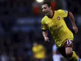 El jugador del Arsenal, Santi Cazorla, en la celebración de un gol.
