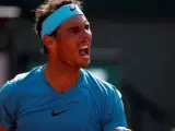 Rafa Nadal celebra un punto en su partido de semifinales ante Del Potro.