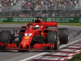 Sebastian Vettel, al volante de su Ferrari en el GP de Canadá.