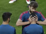 Gerard Piqué, durante un entrenamiento de España en el Mundial de Rusia 2018.