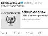 El comunicado del Extremadura U. D.