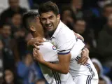 Enzo Zidane celebra el gol que marcó con el Real Madrid frente a la Cultural Leonesa.