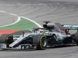 Lewis Hamilton, al volante de su Mercedes en el GP de Alemania.