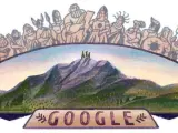 Así es el 'doodle' de Google que conmemora el primer ascenso al monte Olimpo de Grecia, un 2 de agosto hace 105 años.