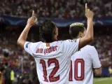 Ben Yedder celebra su gol en el Sevilla - Olympique Lyon.