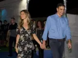 Sánchez y su esposa, a su llegada al concierto de The Killers en el FIB.