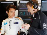 Lando Norris, piloto de McLaren, durante los entrenamientos libres del GP de Bélgica.