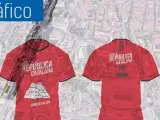 Detalle de las camisetas conmemorativas de la Diada 2018